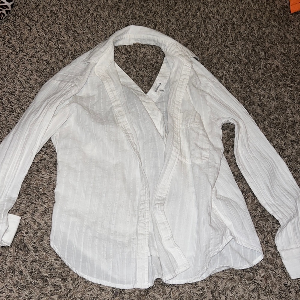 White Button Up long Sleeve Blouse